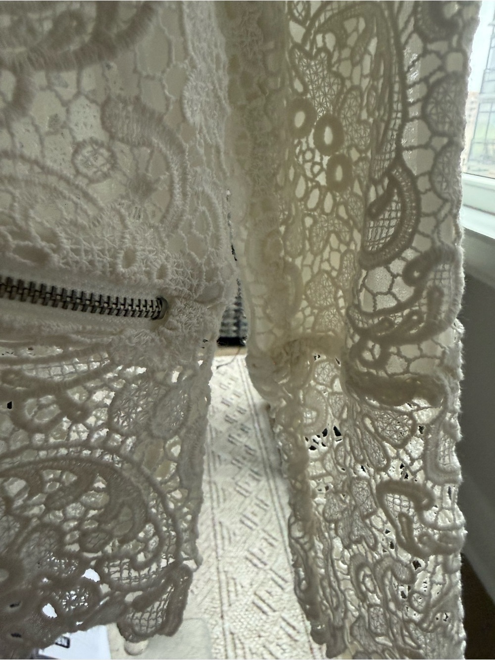 Zara Cream Lace Zip-Front Cardigan / Bomber Jacket - M - Picture 5 of 14
